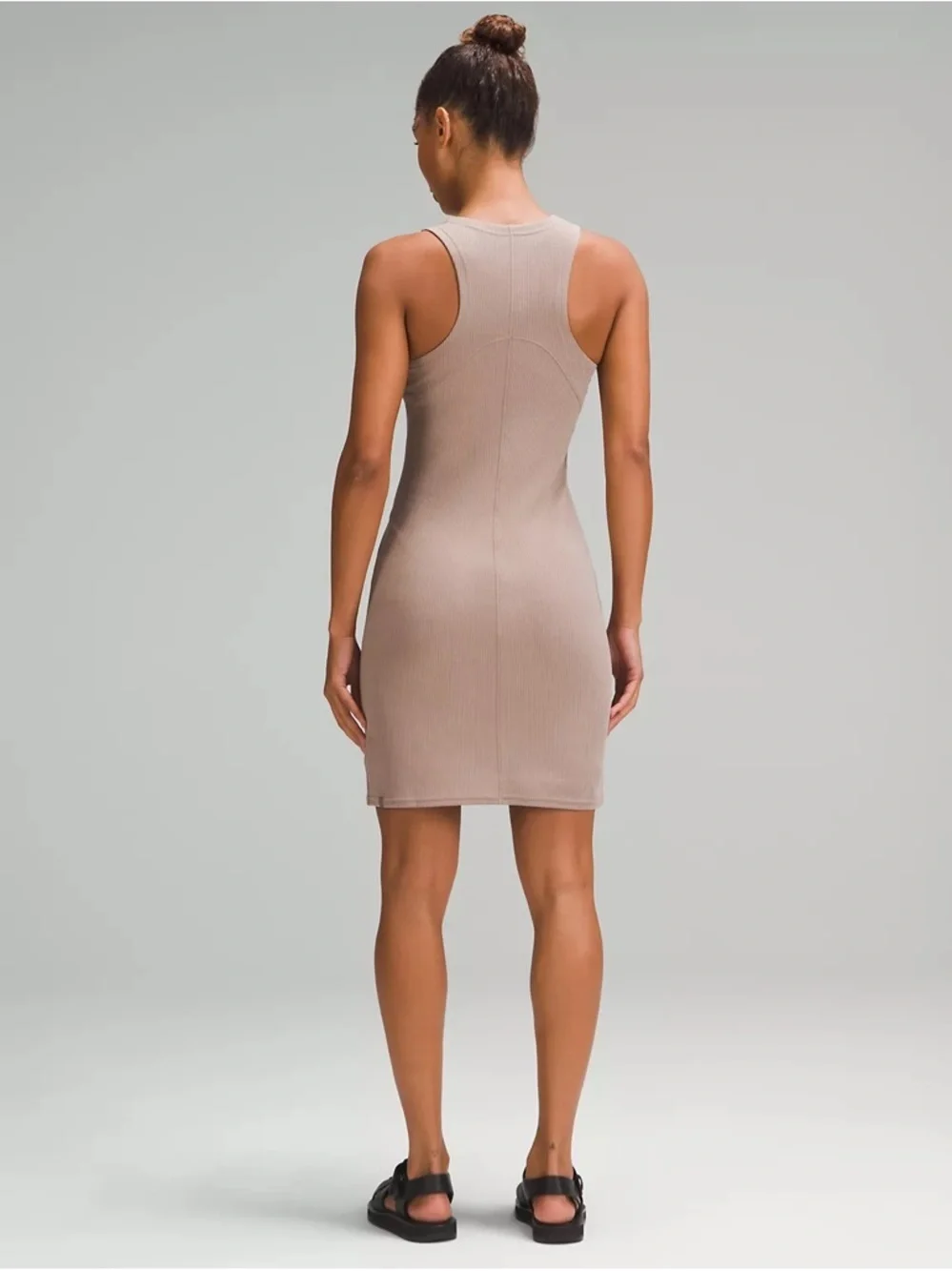LULULEMON Ribbed Softstreme Slim-Fit Tank Dress Taupestatic Size 8